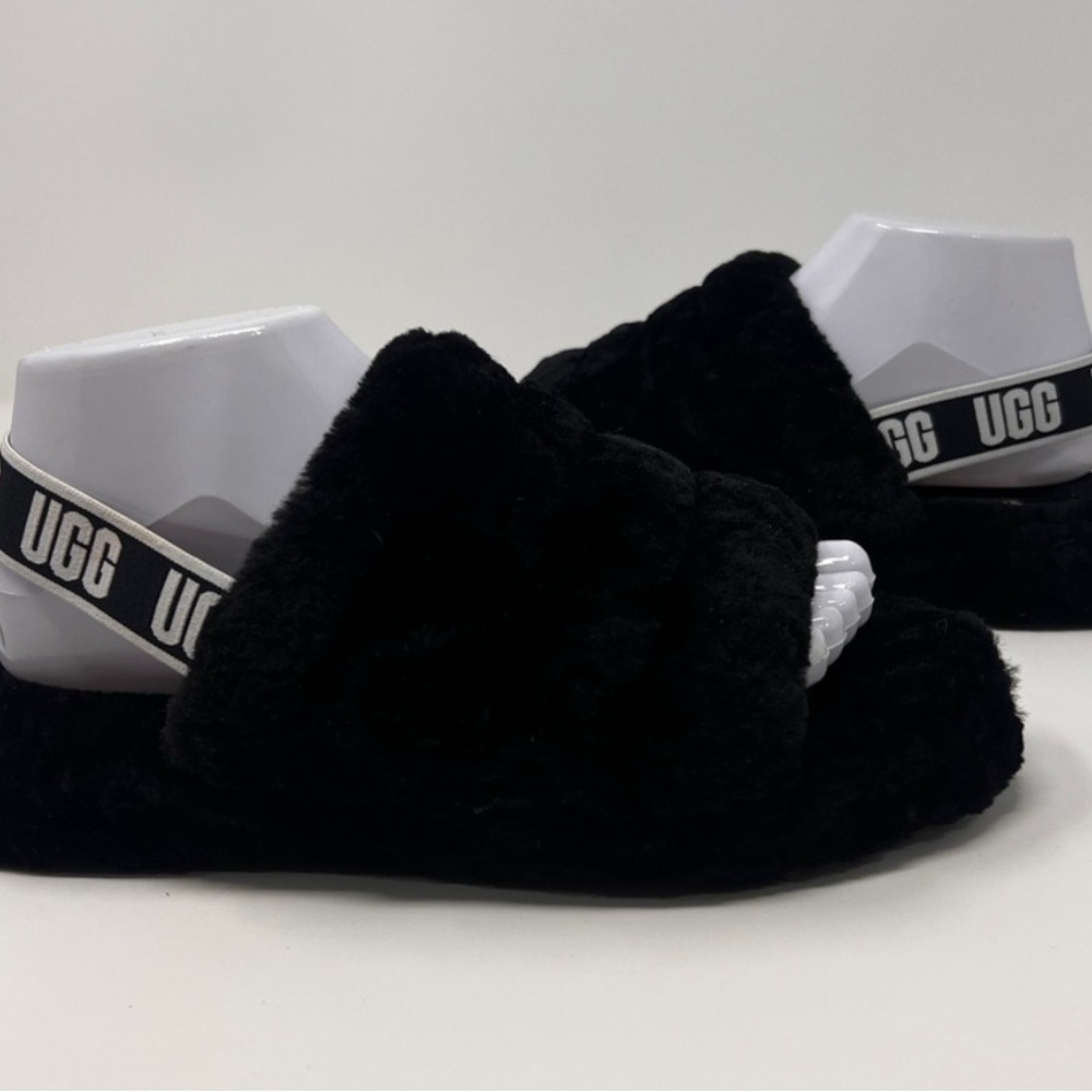 UGG Black Fluffy Slides